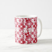 赤と白の花柄 コーヒーマグカップ (正面右)