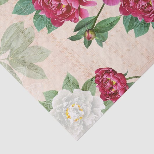 赤と白の花模様音楽と手書きデコページ 薄葉紙 (詳細)