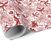 赤と白の花模様 ラッピングペーパー (ロールコーナー)