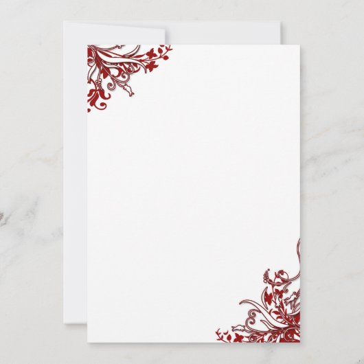 赤と白の花模様 40周年 誕生日パーティー 招待状 (裏面)