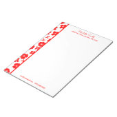 赤と白の花縁どのパーソナライズされた頭 ノートパッド (アングル)