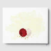 赤と白の花金ゴールド結婚植物 ゲストブック (裏面)