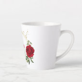 赤と白の花 緑の植物 カフェラテマグ (右)