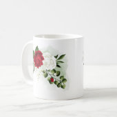 赤と白の花 緑の植物 コーヒーマグカップ (正面左)