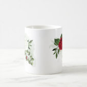 赤と白の花 緑の植物 コーヒーマグカップ (中央)