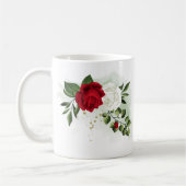 赤と白の花 緑の植物 コーヒーマグカップ (左)