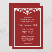 赤と白の華麗さのフォーマルなプロムのダンスの球 招待状 (正面/裏面)