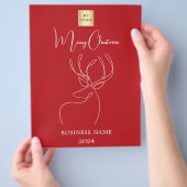 赤と白の落書きトナカイ ビジネス クリスマス チラシ (手)