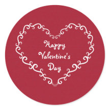 赤と白の装飾ハートバレンタインデステッカー