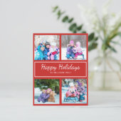 赤と白の複数写真 クリスマス ホリデーグリーティング ポストカード (スタンド正面)