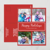 赤と白の複数写真 クリスマス ホリデーグリーティング ポストカード (正面/裏面)