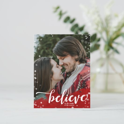 赤と白の輝き信じが魔法のクリスマス ポストカード (スタンド正面)