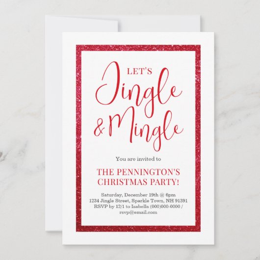 赤と白の輝き |クリスマスパーティの招待状 招待状 (正面)