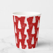 赤と白の輝く雪の結晶&木のクリスマス 紙コップ (右)