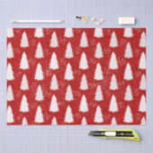 赤と白の輝く雪の結晶&木のクリスマス 薄葉紙 (クラフト)