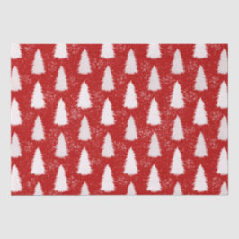 赤と白の輝く雪の結晶&木のクリスマス 薄葉紙