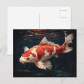 赤と白の輝く鯉の魚 ポストカード (正面/裏面)