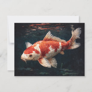 赤と白の輝く鯉の魚 ポストカード