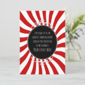 赤と白の遊び心あふれるストライプパーティー招待状 招待状 (スタンド正面)