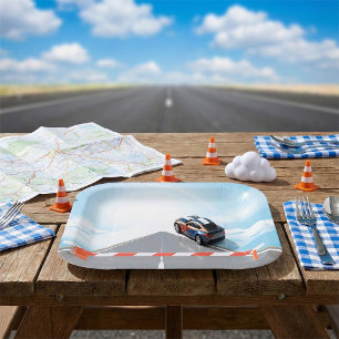 赤と白の道路バリアが進入をブロックしている ペーパープレート