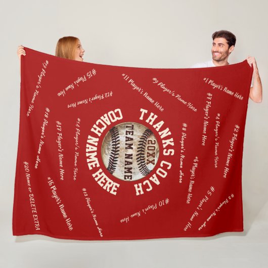 赤と白の野球のコーチのギフト、すべてのプレーヤー フリースブランケット (インサイチュ)