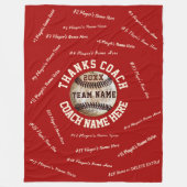 赤と白の野球のコーチのギフト、すべてのプレーヤー フリースブランケット (正面)