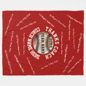 赤と白の野球のコーチのギフト、すべてのプレーヤー フリースブランケット (正面(横))