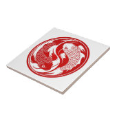 赤と白の陰陽のコイの魚 タイル (側面)