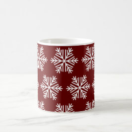 赤と白の雪の結晶のクリスマスパターンのマグカップ コーヒーマグカップ