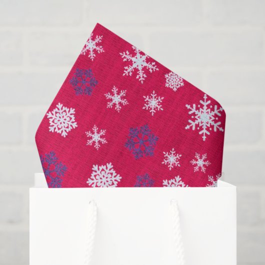 赤と白の雪の結晶のクリスマスパターン 薄葉紙 (ギフトバッグ)