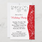 赤と白の雪の結晶のクリスマス 招待状 (正面)