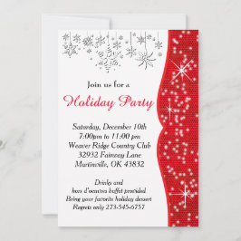 赤と白の雪の結晶のクリスマス 招待状