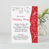 赤と白の雪の結晶のクリスマス 招待状 (スタンド正面)