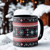 赤と白の雪の結晶クリスマスセーター柄 マグカップ