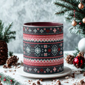 赤と白の雪の結晶クリスマスセーター柄 マグカップ