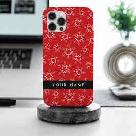 赤と白の雪の結晶 あなたの名前 名前入れ iPhone 15 PRO MAXケース