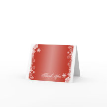 赤と白の雪の結晶 ウェディング　サンキューカード