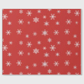 赤と白の雪の結晶 クリスマス ラッピングペーパー (フラット)