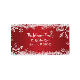 赤と白の雪の結晶　冬のホリデーアドレス ラベル
