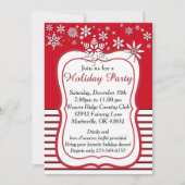 赤と白の雪片のクリスマス 招待状 (正面)