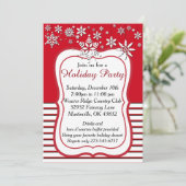 赤と白の雪片のクリスマス 招待状 (スタンド正面)
