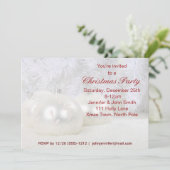 赤と白の雪片オーナメントクリスマスパーティー 招待状 (スタンド正面)