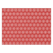 赤と白の雪片パターンクリスマスの休日 テーブルクロス (正面(横))