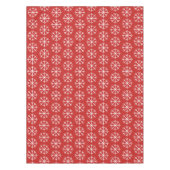 赤と白の雪片パターンクリスマスの休日 テーブルクロス (正面)