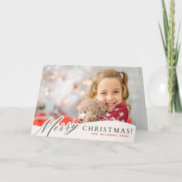 赤と白の雪片メリークリスマスフォトカスタムー カード