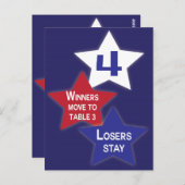 赤と白の青のスターズBuncoテーブルカード#4 ポストカード (正面/裏面)