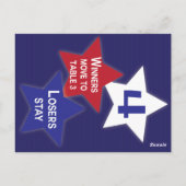 赤と白の青のスターズBuncoテーブルカード#4 ポストカード (裏面)