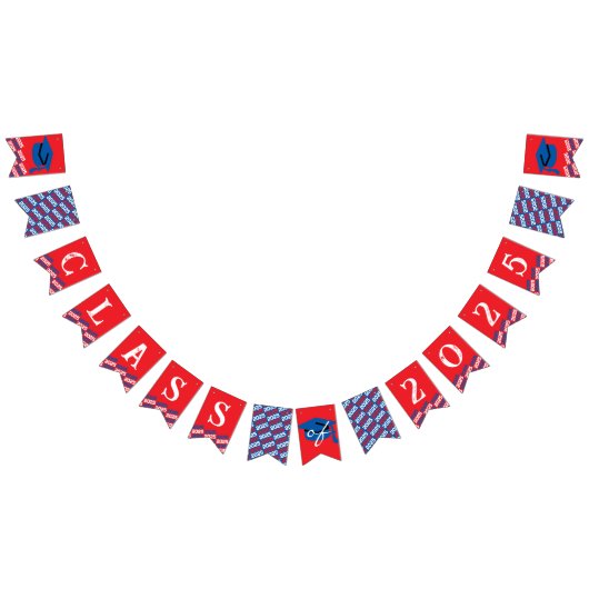 赤と白の青の卒業式のつるバナー バンティングフラッグ (全)