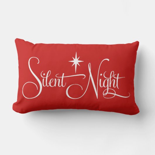 赤と白の静かな夜クリスマスの枕 ランバークッション (正面)