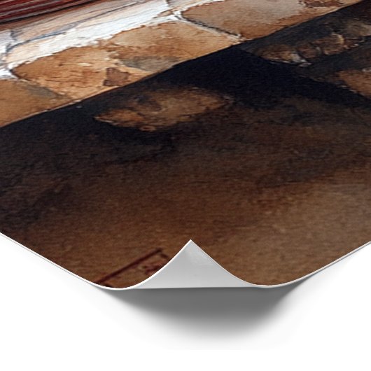 赤と白の食器、コーヒーポット カントリーシェルフ ポスター (角)